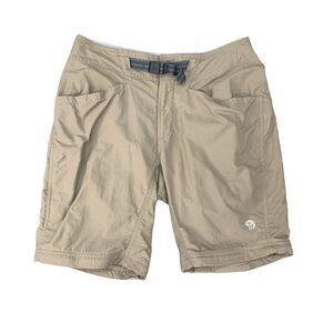 Mountain Hardwear Belted Cargo Shorts Womens 6 Nylon Outdoor Tan Khaki Pockets